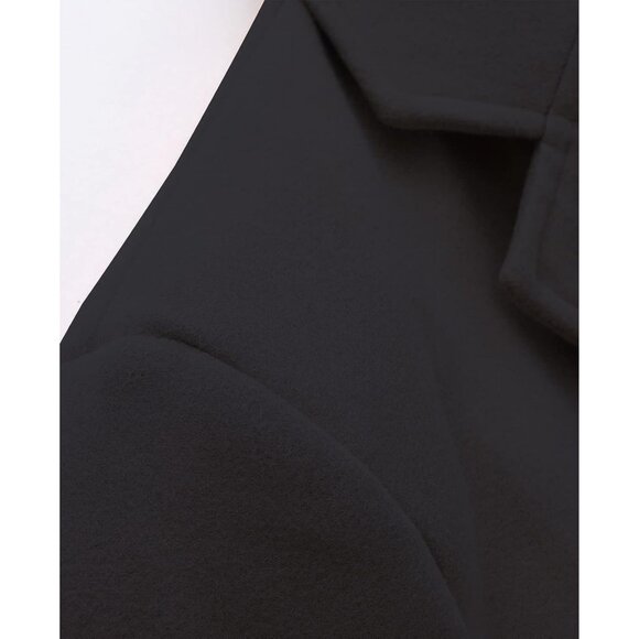 Men's Black Classic Wool Single Breasted Mid Long Trench Overcoat Jackets - Picture 5 of 7